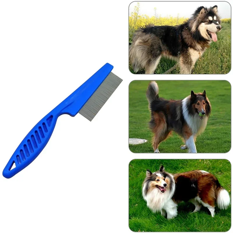 Peine para quitar el pelo de mascotas, peine para pulgas de acero inoxidable para gato, perro, comodidad para mascotas, peine para el cuidado del pelo de las pulgas, cepillo para perros, herramientas de aseo, 1 ud.
