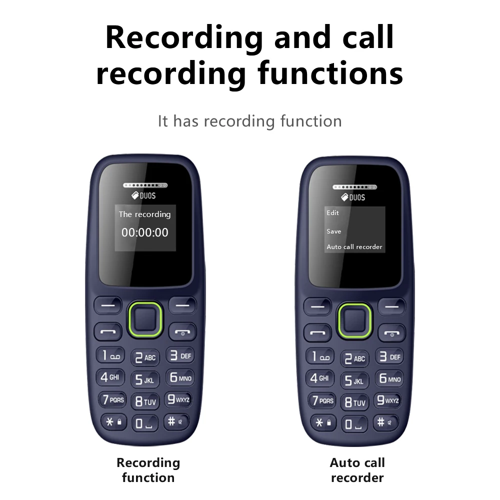 BM310 teléfonos móviles pequeños desbloqueados auriculares Bluetooth teléfono baja radiación grabación automática de llamadas Dual SIM teléfono celular pequeño