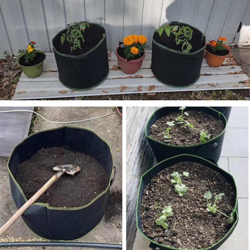 Bolsas de Cultivo de Fieltro de 5, 10 y 20 Galones, Bolsas de Cultivo Gruesas de Tela No Tejida para Plantas, Plántulas, Patatas y Árboles, Cubos de Cultivo Plegables
