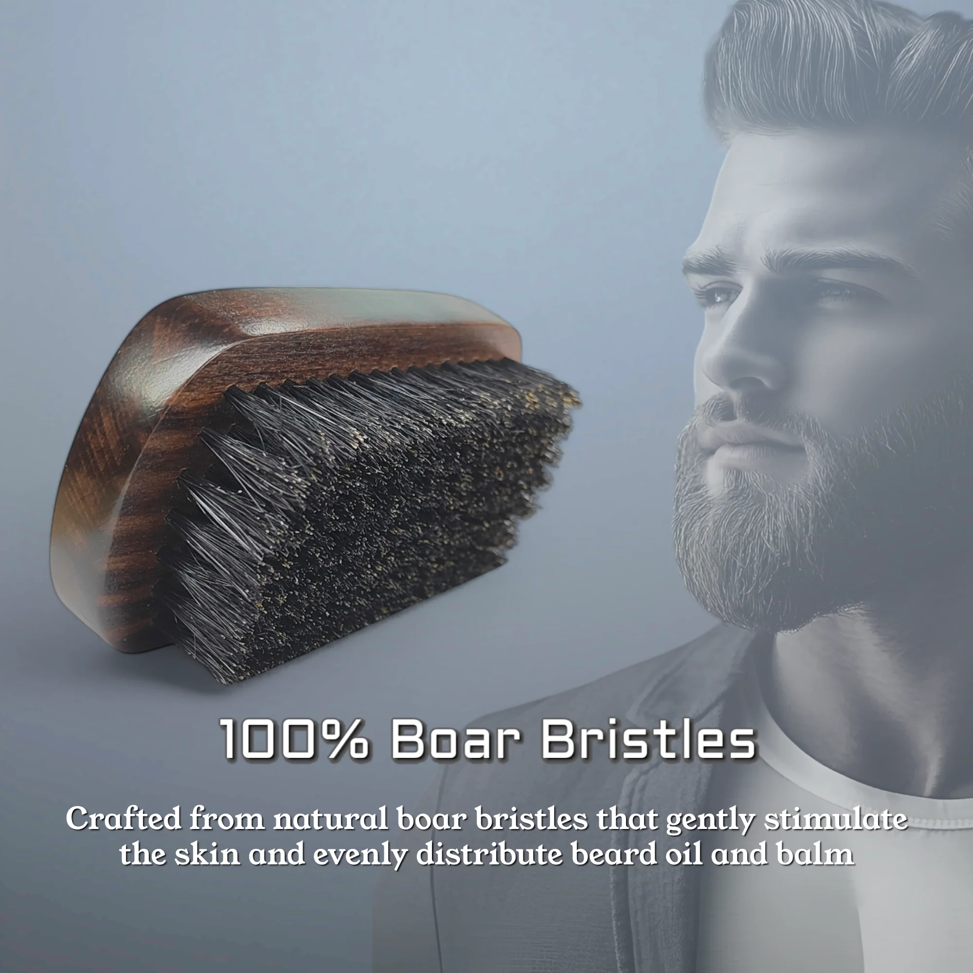 Kit de barba Gracemen: cepillo de barba retro, peine plegable premium y tijeras de acero inoxidable, juego de aseo para hombres con bolsa y estuche de PU