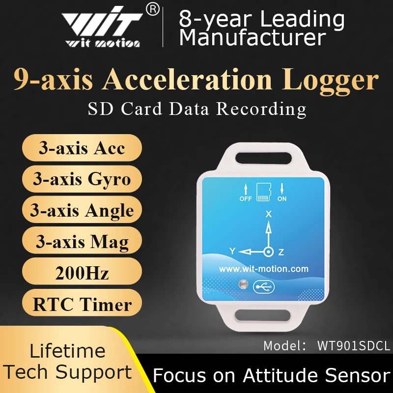 WitMotion-acelerómetro de 9 ejes WT901SDCL AHRS MPU9250, almacenamiento en tarjeta SD, velocidad Angular de 3 ejes + aceleración + ángulo + magnetómetro