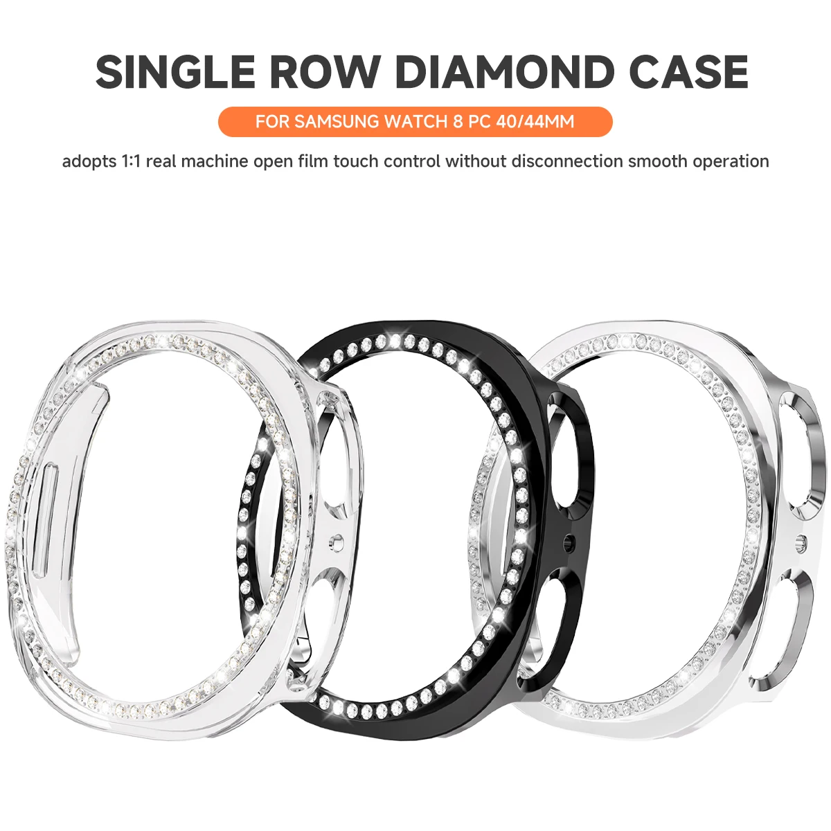 Funda rígida de PC para Samsung Galaxy Watch 9 8 44 40mm, funda hueca con diamantes brillantes para Galaxy Watch 8 9, accesorios de cubierta protectora