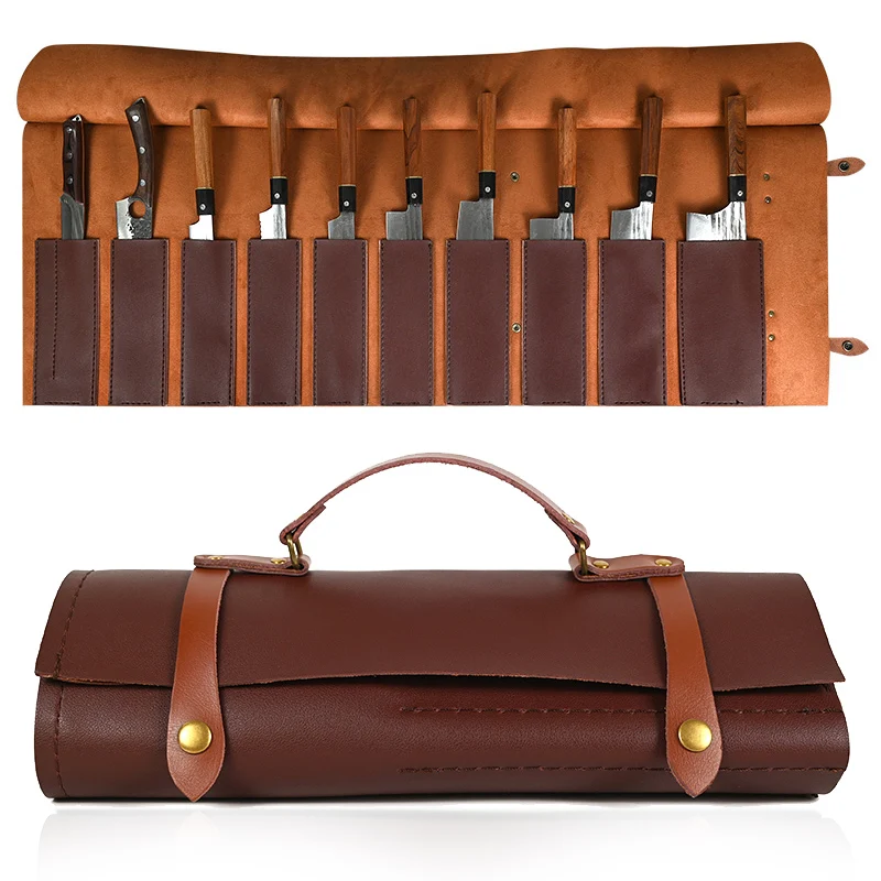 Rollo de cuchillo de cocina portátil con 8 9 11 ranuras, bolsa plegable para acampar, Picnic, Estuche de transporte, almacenamiento de cuchillos de cocina para Chef, herramientas organizadoras de bolsillo