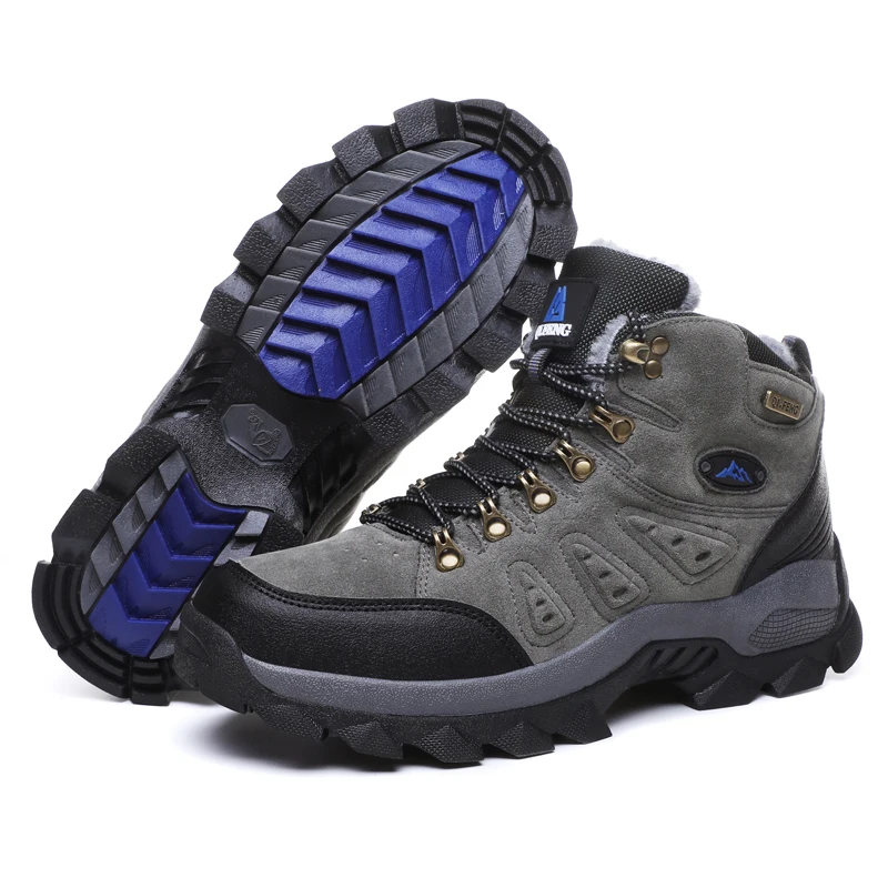 Botas de senderismo de talla grande 48 para hombre, calzado antideslizante de piel cálida para exteriores, calzado de moda para mujer, botines de trabajo al aire libre para verano e invierno
