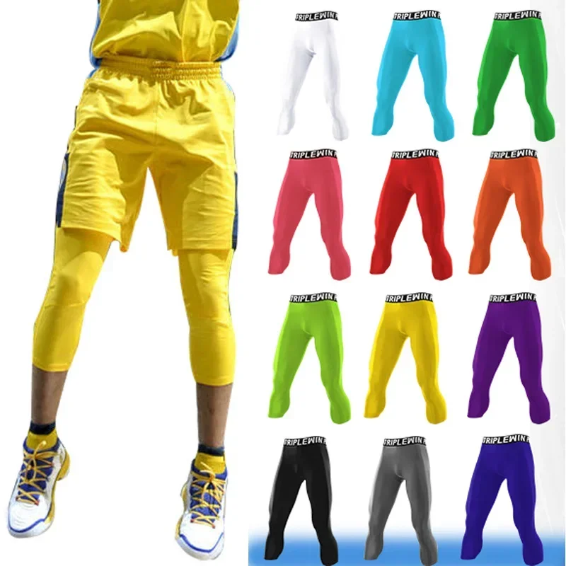 Mallas Capri de gimnasio para hombre y niño, pantalones cortos para correr, baloncesto, fútbol, Fitness, ejercicio, J12, 3/4