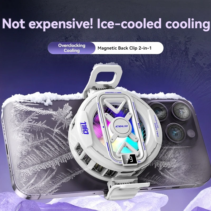 Enfriador Móvil K51 con IA, Clip Magnético Trasero, Radiador de Enfriamiento con Hielo, Pantalla Digital, Luz RGB, Control de Temperatura para Juegos