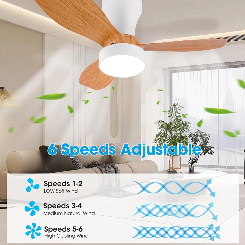 Pequeño ventilador de techo LED moderno, motor de CC, luz colgante con atenuación remota para sala de estar, dormitorio, comedor, ventilador eléctrico