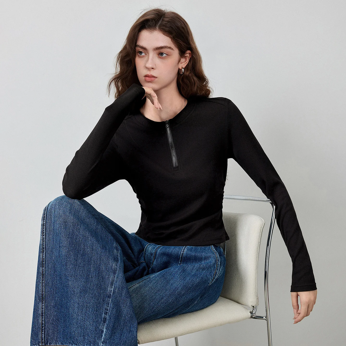 TOYOUTH Camiseta interior de manga larga antibacteriana 5A para mujer, nueva colección otoño 2026, licra elástica, ajuste ceñido, moldea la cintura