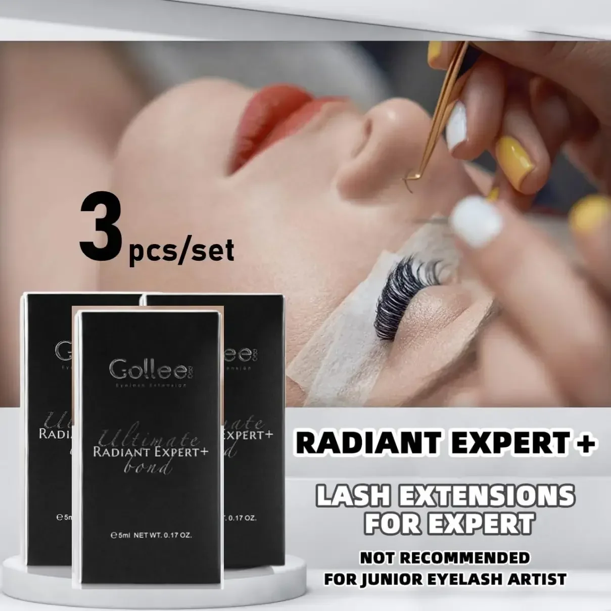 Gollee-pegamento S01 de secado rápido, 3 piezas, resistente al agua, para extensiones de pestañas, maquillaje profesional para salón de belleza