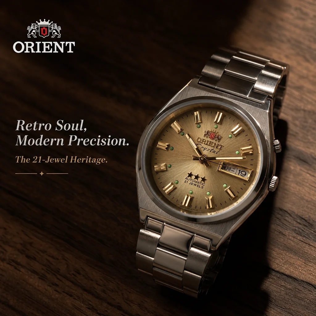 Reloj mecánico automático ORIENT de 36mm para hombre, pulsera de acero inoxidable, fecha luminosa, 21 joyas, reloj de pulsera de negocios