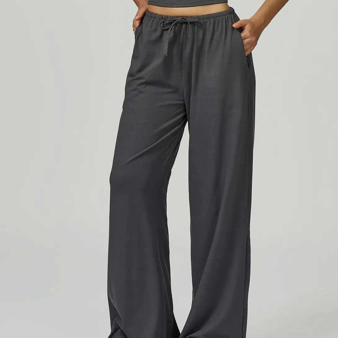 Pantalones de yoga de cintura alta para mujer, pantalones casuales sueltos de corte recto, pantalones deportivos para mujer, pantalones de fitness para correr, pantalones de entrenamiento con efecto push-up y cordón ajustable