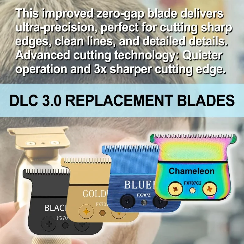 2 paquetes de cuchillas de repuesto DLC coloridas FX707Z compatibles con la cuchilla de recortadora BaByliss Barberology FX787 y FX726, DLC 2.0