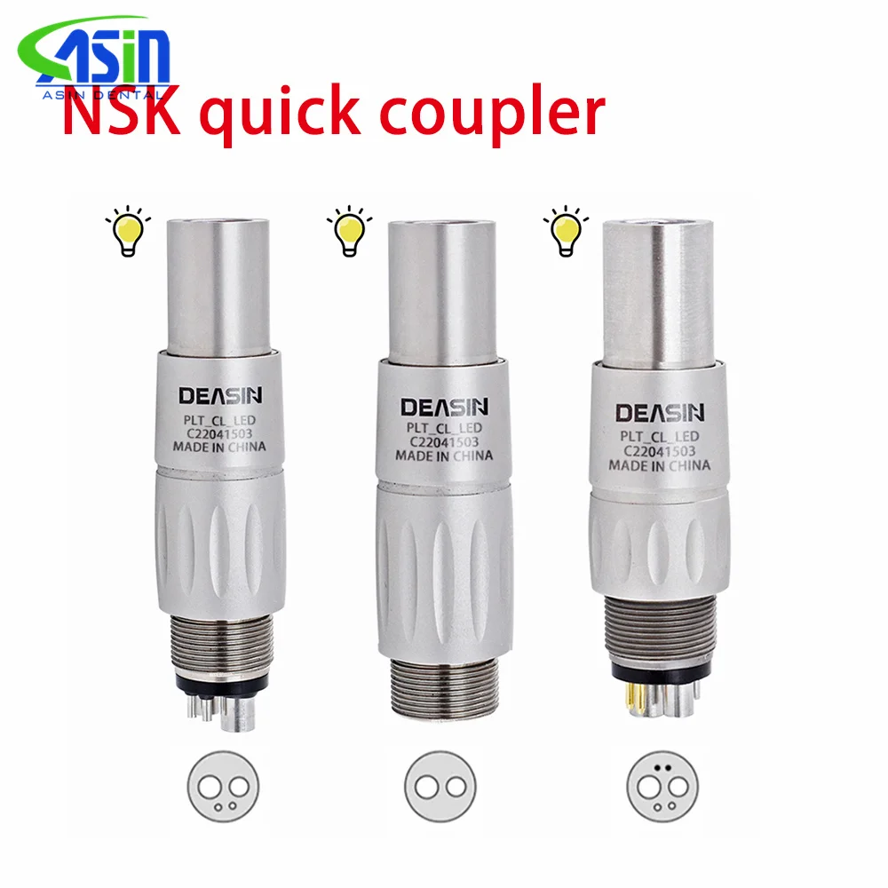 Acoplador dental de fibra óptica LED de acoplamiento rápido, adaptador de turbina de alta velocidad de 2/4/6 orificios, compatible con KAVO W&H N