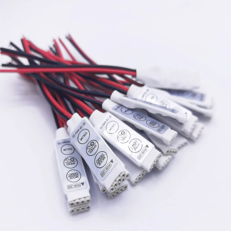 DC 5V-12V-24V 12A 3 teclas Mini controlador LED RGB controlador atenuador para RGB 5050/3528/2835/5730/5630/3014 SMD luces de tira LED