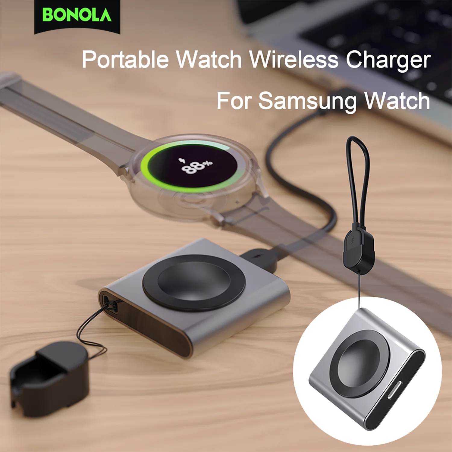 Bonola-cargador inalámbrico para reloj magnético, Cable USB C portátil, estación de carga rápida para Samsung Galaxy Watch Ultra 8/7/6/5/4