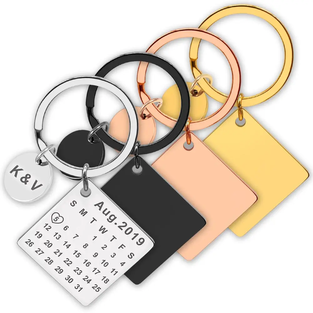 20 juegos de etiquetas de identificación para perros y mascotas, llavero personalizado cuadrado en blanco de Metal con espejo de acero inoxidable, accesorios antipérdida grabables