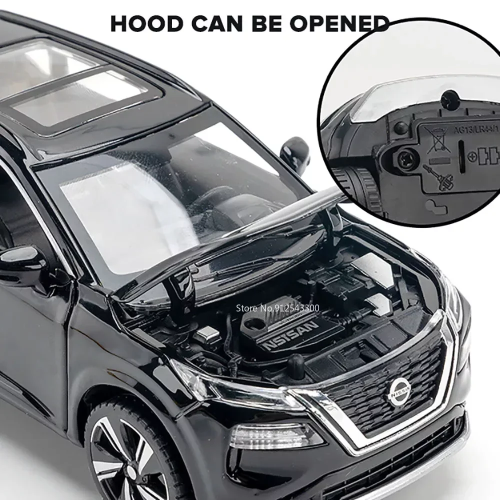 Modelo de coche de juguete x-trail a escala 1/32, vehículo de aleación fundido a presión con luz de sonido, colección de regalos de juguete para Festival para niños