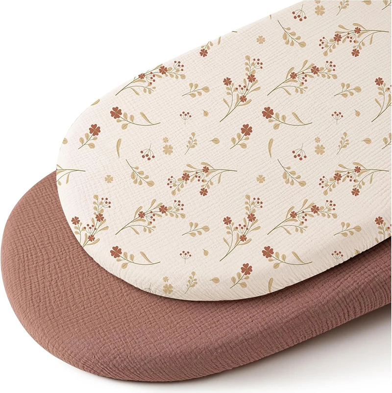 Sábana bajera ajustable para bebé, funda para cambiador de recién nacido, sábanas ajustadas para cuna transpirables con estampado sólido, funda de colchón, 2 uds.