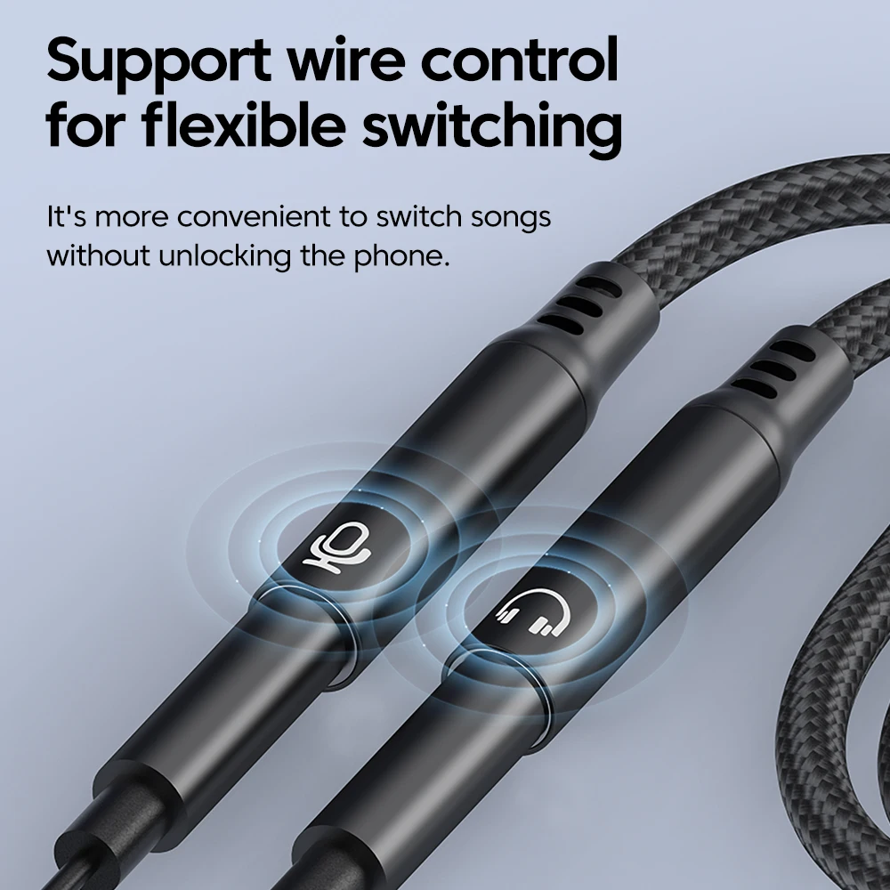 Adaptador auxiliar de Audio para auriculares 2 en 1, tipo C a doble 3,5mm, interfaz de tarjeta de sonido, adaptador de micrófono para auriculares para IPhone15 16
