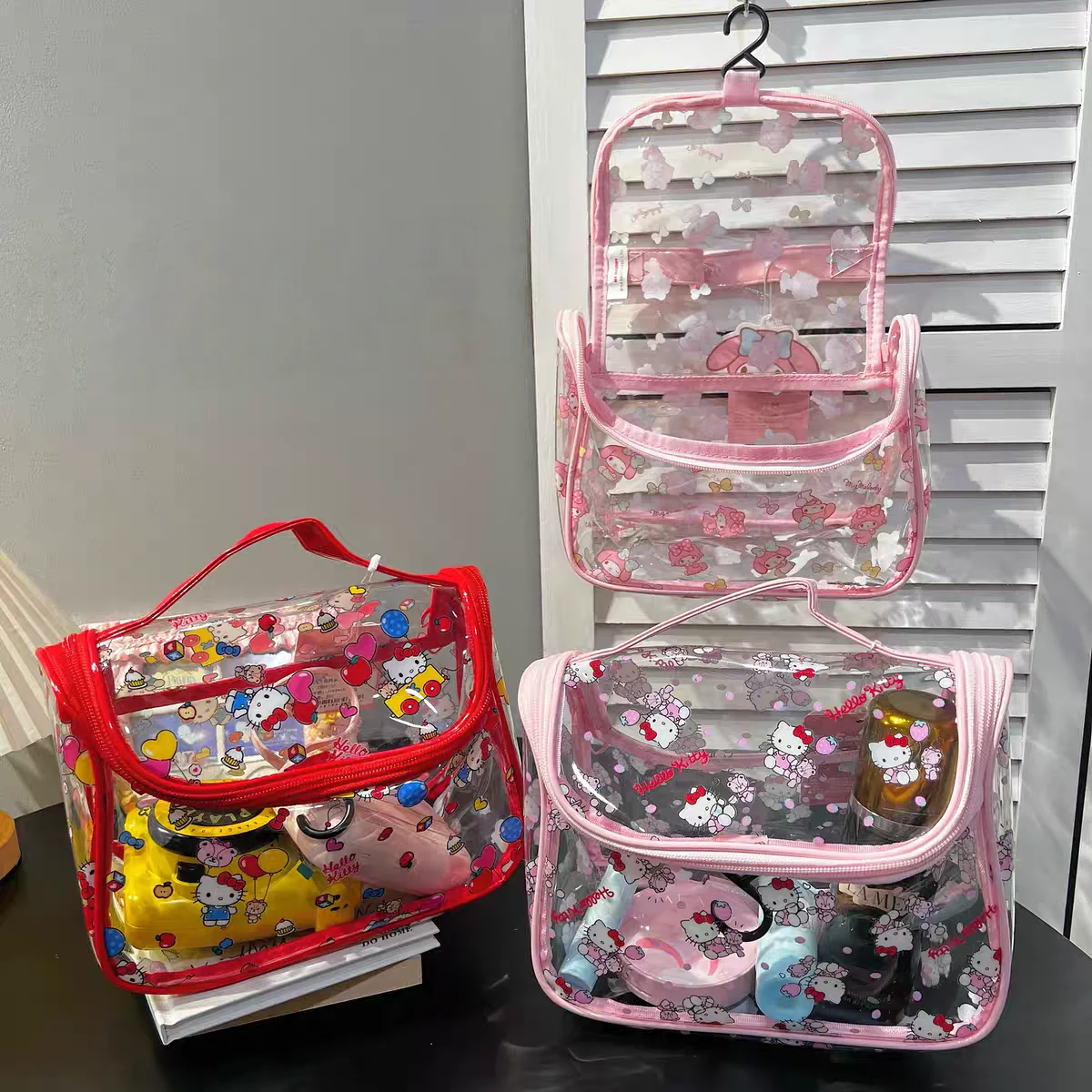 Bolsa de Maquillaje Visual de la Marca Sanrio, Diseño Kawaii, Bolsa de Almacenamiento para Artículos de Belleza