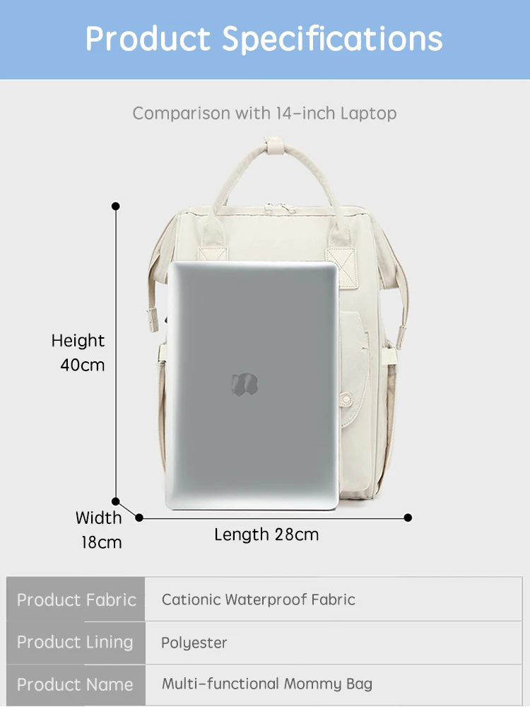 PANGDUBE Bolsa de pañales para bebés con 2 ganchos para cochecito, bolsa para mamás, mochila impermeable para viajes al aire libre, bolsa de maternidad para mamá para cosas de bebé