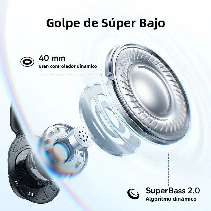 Auriculares Inalámbricos Baseus Bass BH1 NC Lite ANC con Cancelación de Ruido del 95%, Auriculares Bluetooth 6.0, 80H, Sobre la Oreja