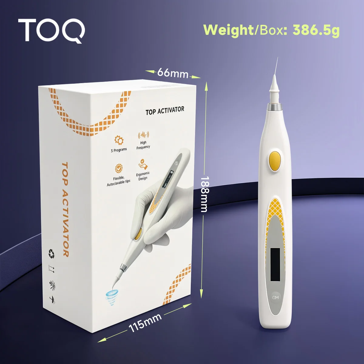 Dispositivo de Limpieza de Canales TOQ, Irrigador Sónico Inalámbrico Dental, 3 Modos, Endodóntico, Recargable Tipo-C, 60 Puntas