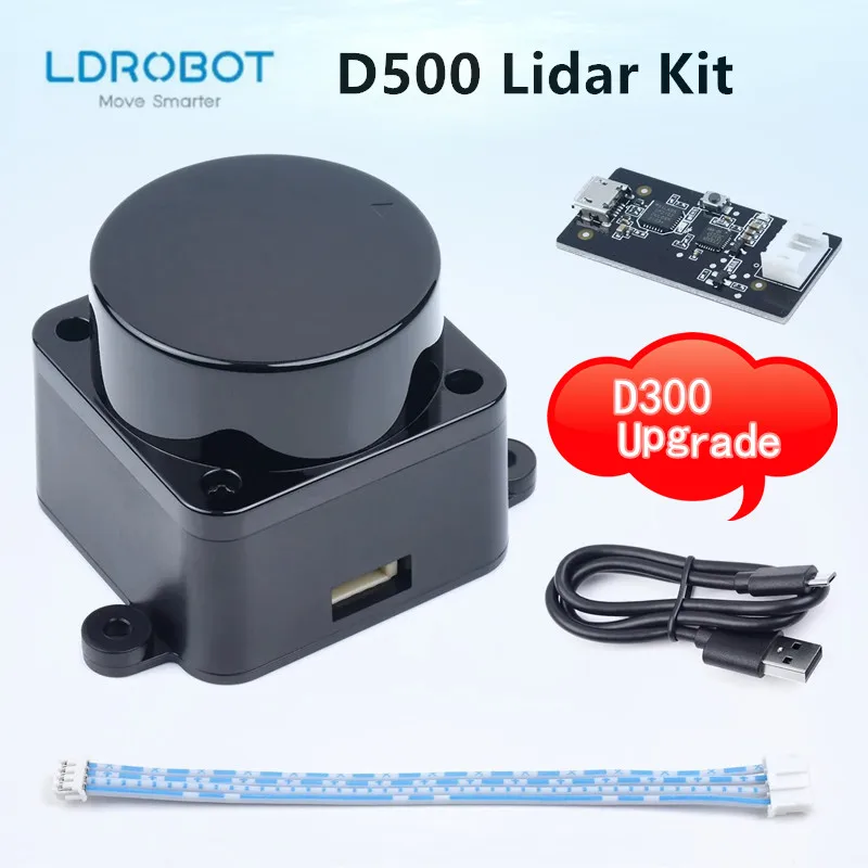 Kit Lidar LDROBOT D500, Escáner Lidar de Radar Láser TOF de 360° °   60000Lux compatible con ROS1 y ROS2 para interiores y exteriores (C1)