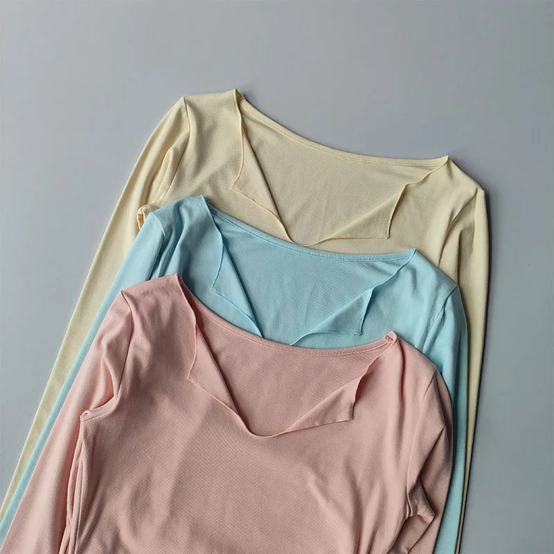 Top deportivo ajustado con cuello en V para mujer, ropa de Yoga de secado rápido para correr, Fitness, Pilates, camisetas de manga larga, prendas de vestir de otoño
