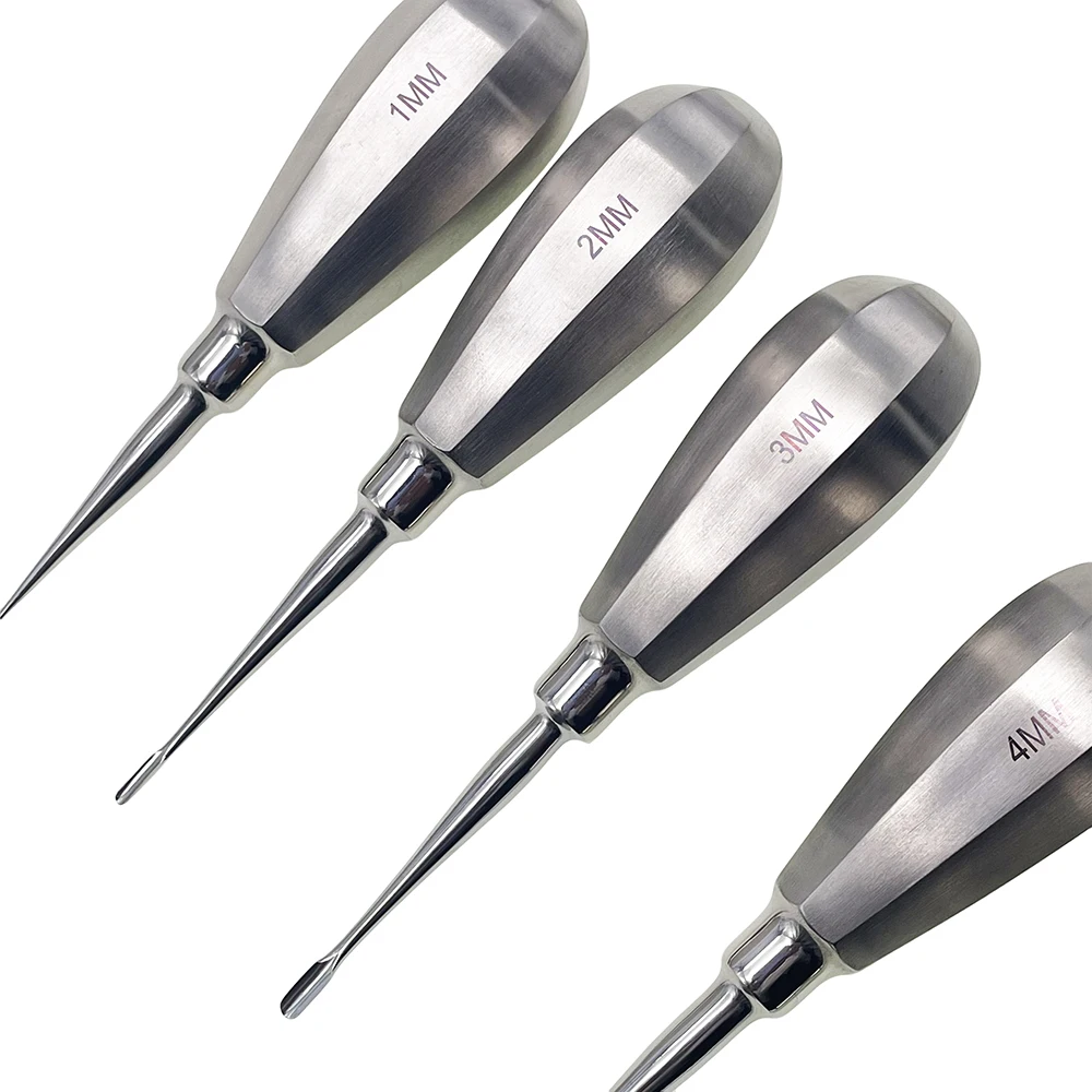 Instrumentos dentales para mascotas, elevadores dentales caninos felinos con ala auxiliar, mango corto, elevadores de raíces rectas, examen Oral