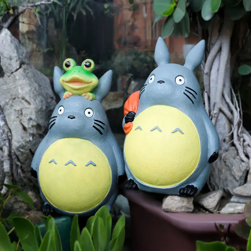 Estatua de jardín grande, escultura de toroed de dibujos animados de Anime, figuras creativas de resina Kawaii Miyazakis Hayaos Totoros, decoración del hogar y jardín