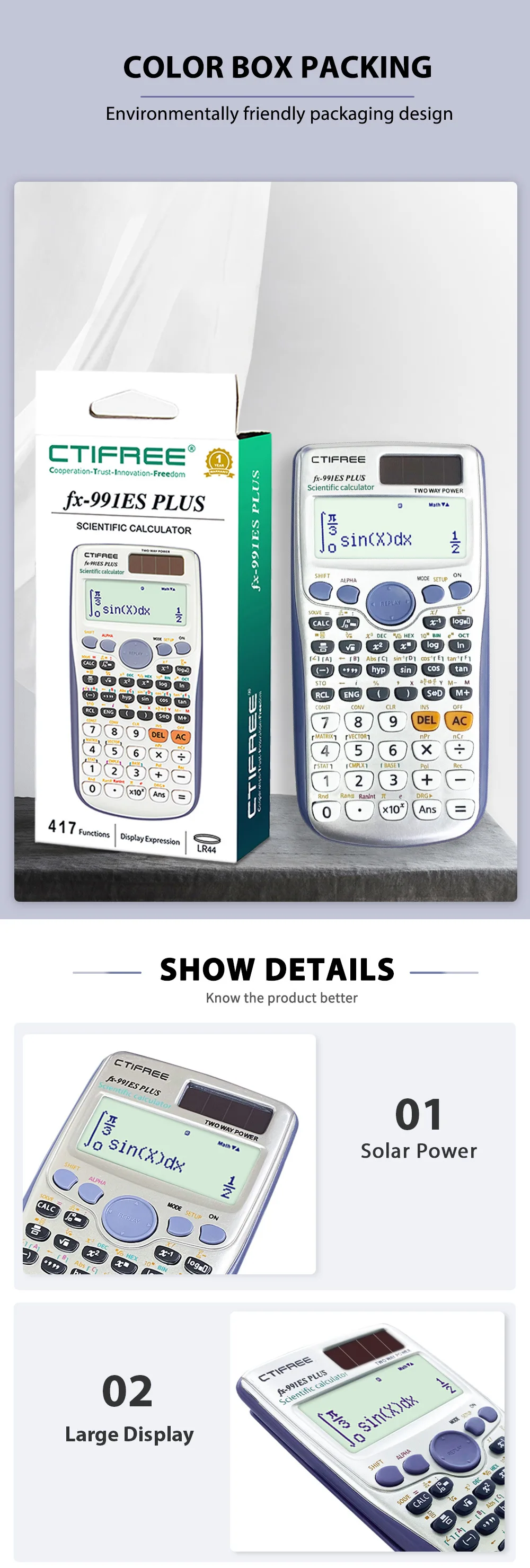 Calculadora Científica Original FX-991ES PLUS con 417 Funciones para Estudiantes de Secundaria, Universidad y Oficina, con Batería de Monedas