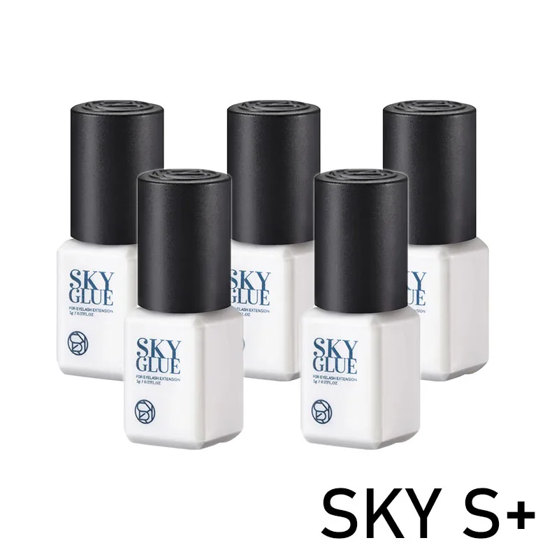 5 botellas de pegamento SKY para extensiones de pestañas, 5ml, Original de Corea Sky S + Plus, tapa negra, roja y azul, nuevo paquete, tienda de adhesivos para pestañas postizas