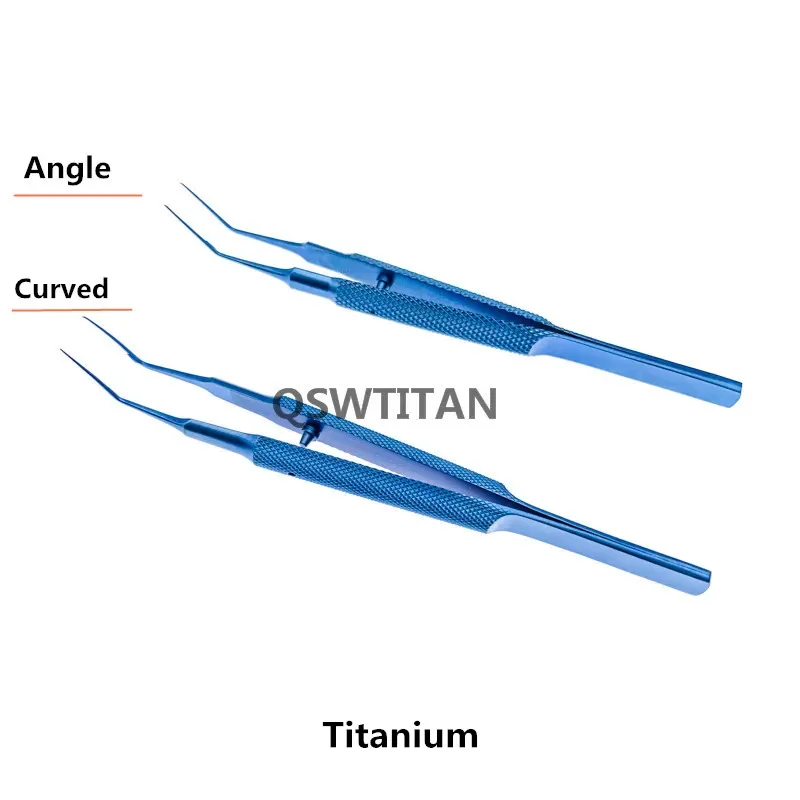 Pinzas para Capsulorhexis, pinzas oftálmicas de ángulo curvo de 105mm de largo, instrumentos quirúrgicos oftálmicos para mascotas