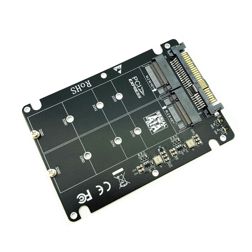 Adaptador M.2 SSD a U.2, convertidor 2 en 1 M.2 NVMe SATA-Bus NGFF SSD a PCI-e U.2 SFF-8639 PCIe M2 para ordenador de escritorio y PC