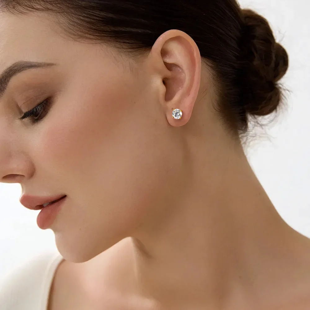 OEVAS Pendientes de cuatro puntas con moissanita de color D de 0,2 a 3 quilates para mujer, joyería de boda de Plata de Ley 100% 925 de alta calidad