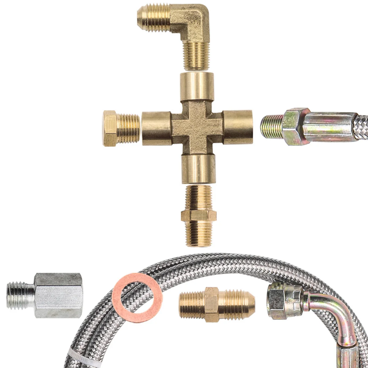 Nuevo Kit de línea de alimentación de aceite Turbo, Kit de línea de retorno de aceite Universal, Kit de línea de drenaje de aceite con 1/8 NPT, 90 °   Conector 4 AN a 1/8 NPT para