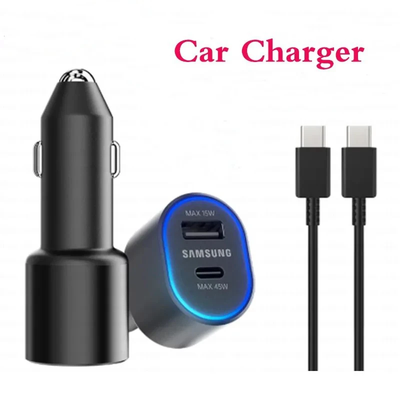 Cargador de coche USB Dual SAMSUNG de 60W 45W + 15W USB A/C carga rápida PD Carregador para Galaxy S25 FE Note20 Ultra C55 A55 A54 Tab S11