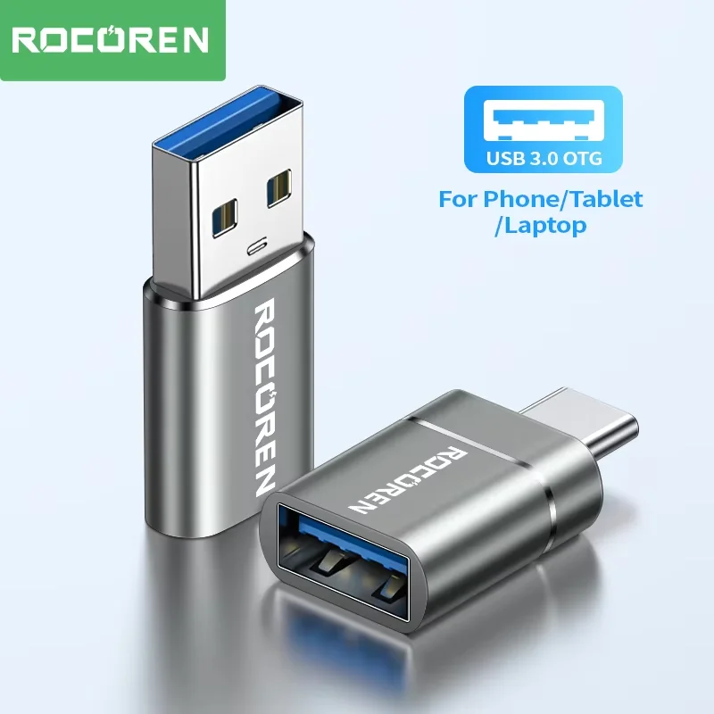 Rocoren USB tipo C OTG adaptador USB C macho a USB 3,2 hembra convertidores de Cable para Macbook Samsung S23 Xiaomi 10 Gbps tipo c OTG