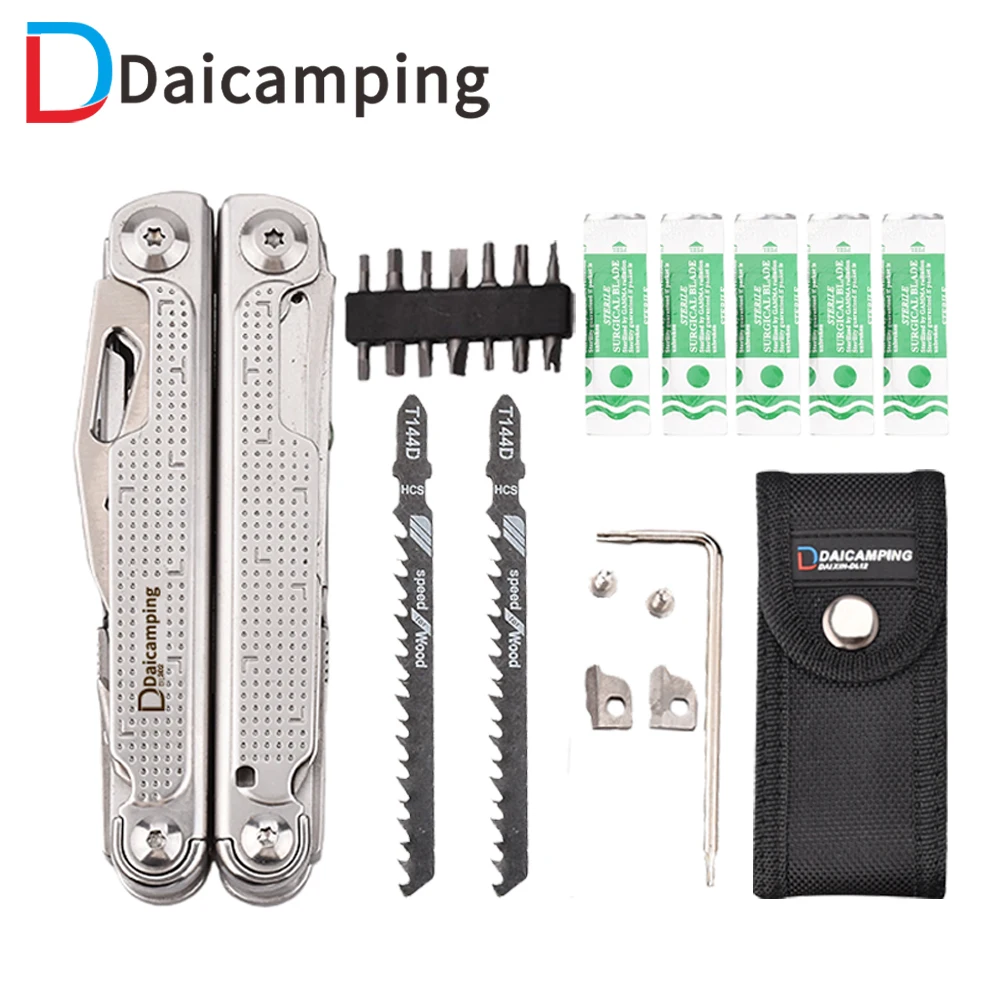Cuchillo Multiherramienta Daicamping DL302 con Piezas Reemplazables, Cortador Multiherramienta, Herramienta EDC, Alicates, Cuchillo Plegable