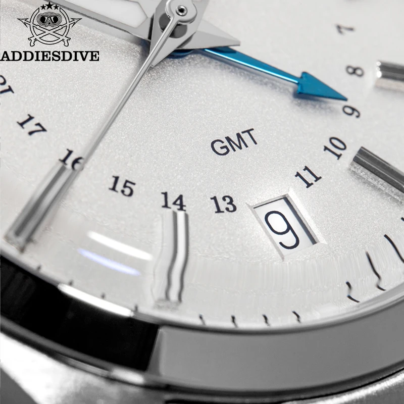 Reloj analógico ADDIESDIVE de 36mm para hombre GMT 515-24H reloj BGW9 luminoso 100m resistente al agua relojes de cuarzo de acero inoxidable para hombre AD2065