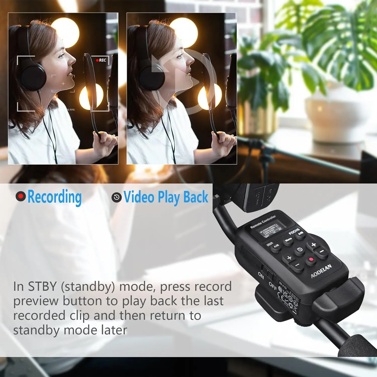 AODELAN-videocámara inalámbrica ZC-3 actualizada, LANC, control remoto de cámara de 2,5mm para vídeo Sony Canon, Zoom, enfoque, IRIS y grabación