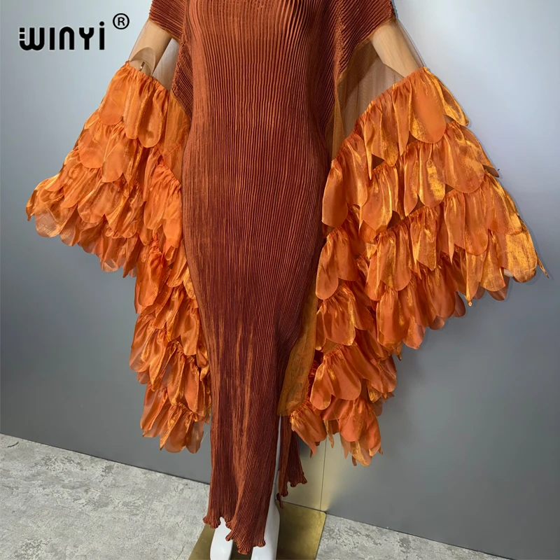 Vestido Plisado Elástico WINYI, Traje de Playa Monocromático, Kaftan Abaya Dubai, Vestido de Fiesta de Lujo, Vestido Largo de Noche para Mujer Musulmana
