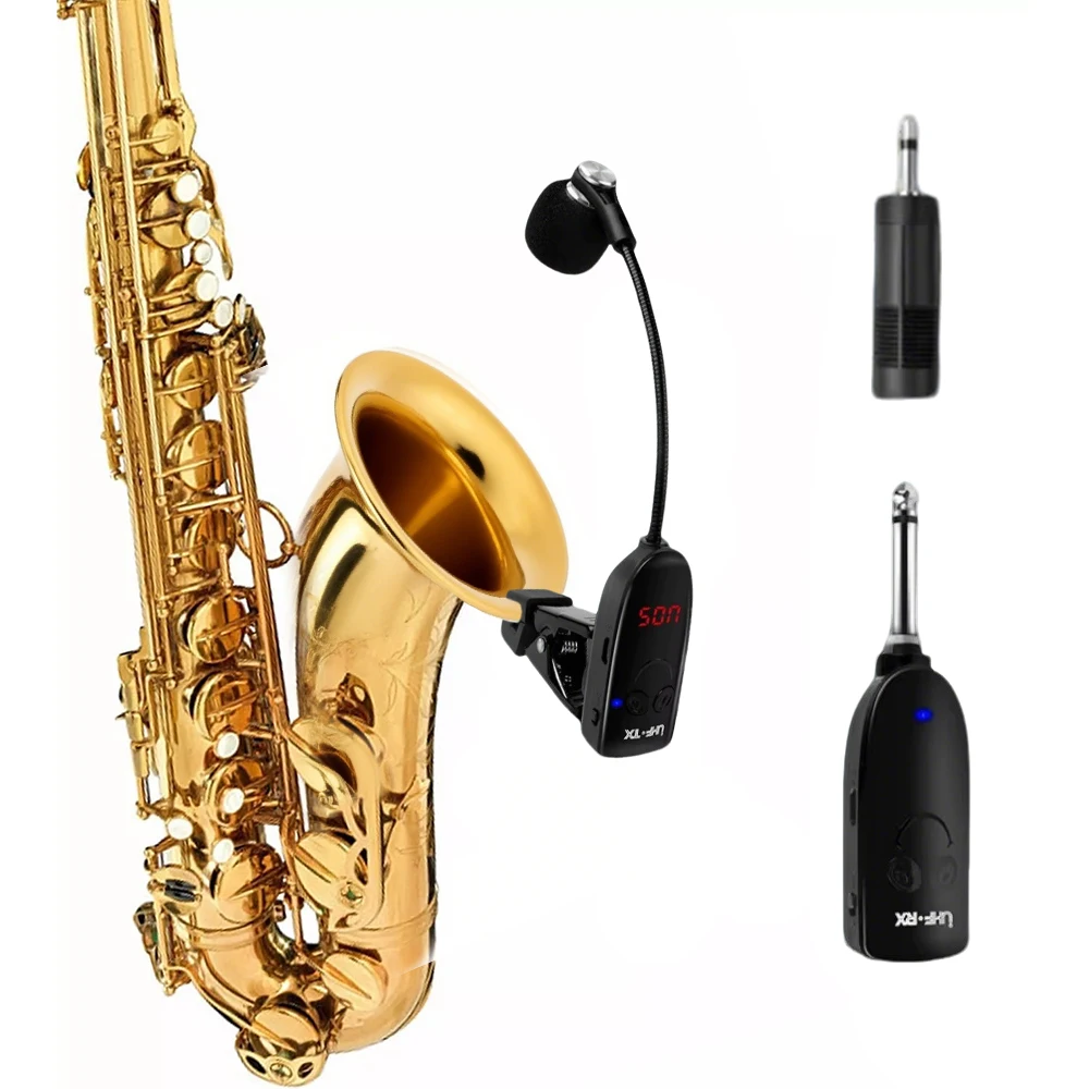 Instrumentos inalámbricos saxofón micrófono receptor inalámbrico amplificador grabación profesional rendimiento al aire libre performa