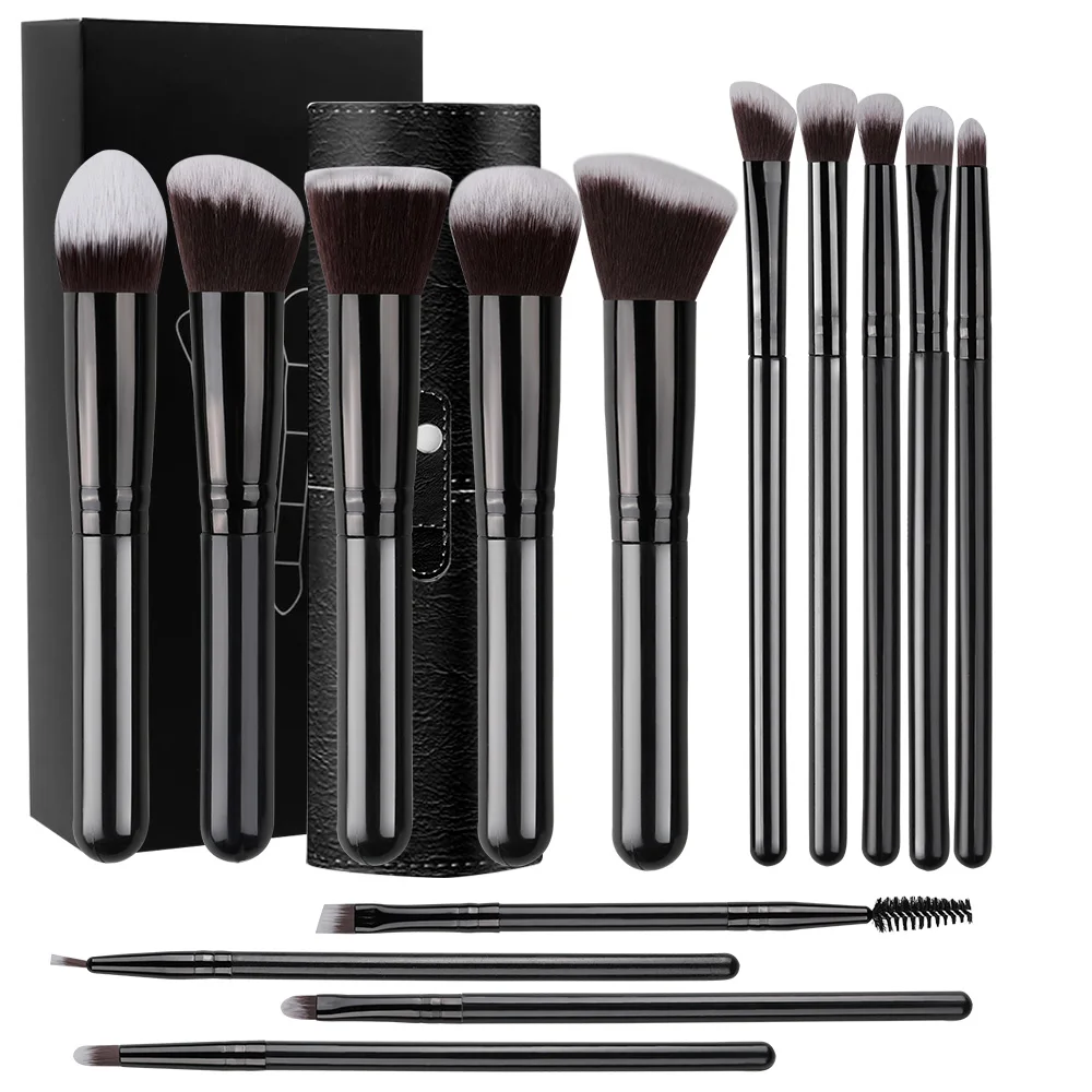NUEVO Set de 14 Brochas de Maquillaje Suaves y Esponjosas para Base, Rubor, Polvo, Sombra de Ojos, Herramienta de Belleza Cosmética Femenina, Regalo de Navidad