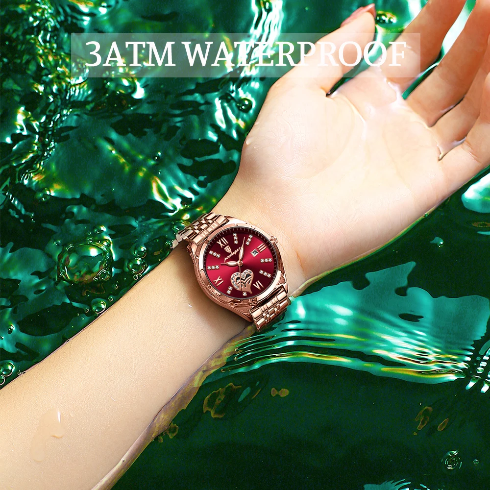 POEDAGAR, relojes de lujo para mujer, resistente al agua, fecha luminosa, reloj de acero inoxidable para mujer, reloj de pulsera elegante de cuarzo a la moda para mujer