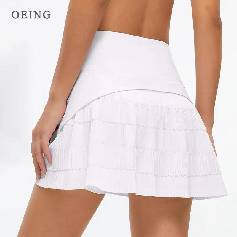 Faldas de tenis deportivas para mujer, pantalones cortos de Fitness para correr, falda atlética de cintura alta con bolsillos, ropa deportiva plisada para Golf