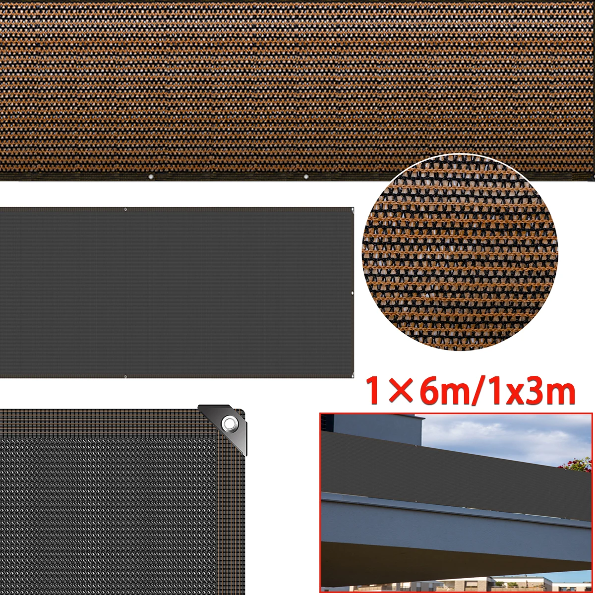 2/1 Uds 1 × 6m/1x3m balcón privacidad cerca red parasol redes jardín patio valla pantalla malla cubierta de cercado