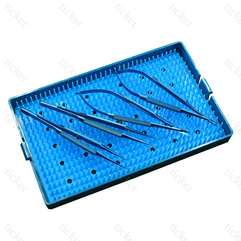 Oftalmología Juego de sutura de microinstrumento de 4 piezas, tijeras corneales quirúrgicas manuales de acero inoxidable, pinzas de aleación de titanio