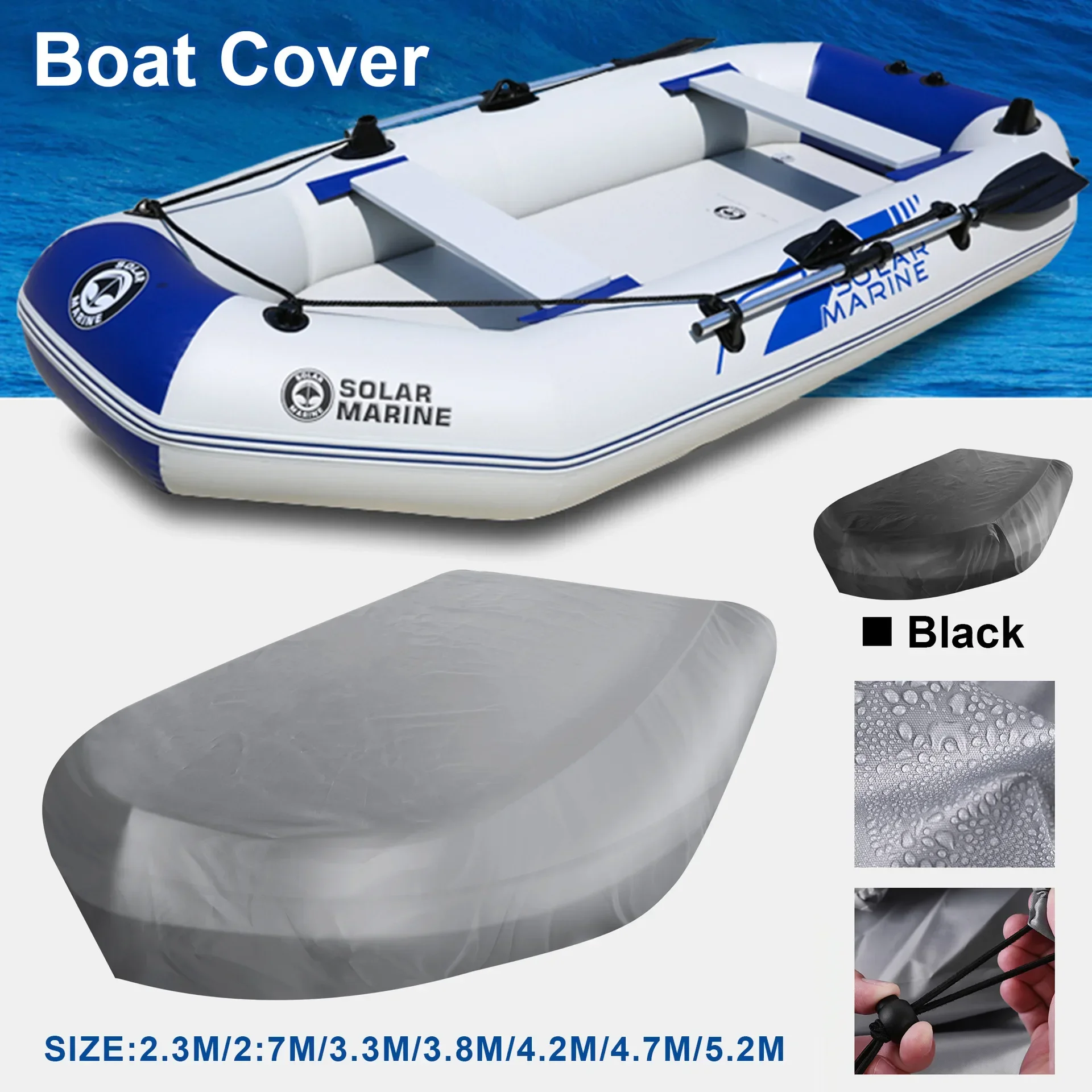 Cubierta para Bote Inflable, Lona Impermeable con Protección UV contra el Sol y el Polvo, Accesorios para Embarcaciones